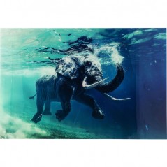 Picture Glass Swimming Elephant 180x120cm